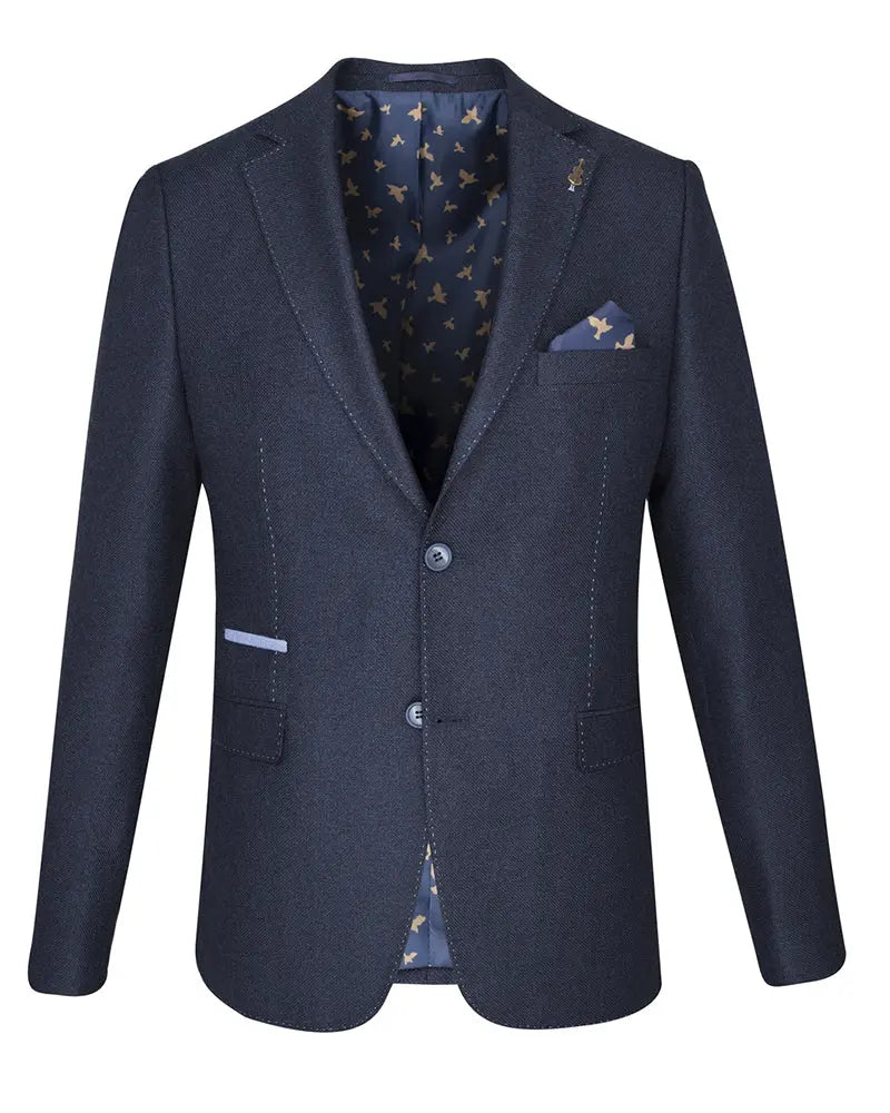 Fratelli Textured Suit Jacket - Navy From Woven Durham