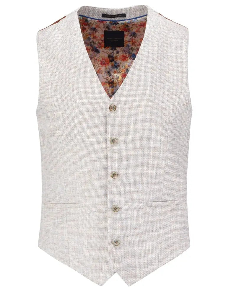 Buy Guide London Textured Suit Waistcoat - Cream | Suit Waistcoats at Woven Durham