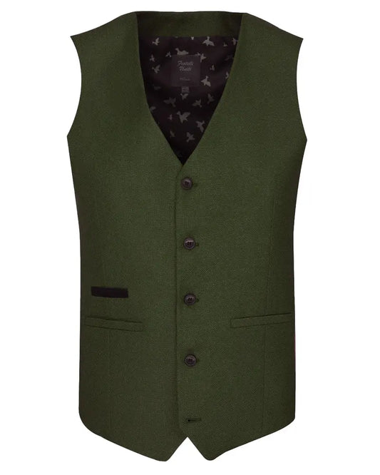 Fratelli Textured Suit Waistcoat - Green From Woven Durham
