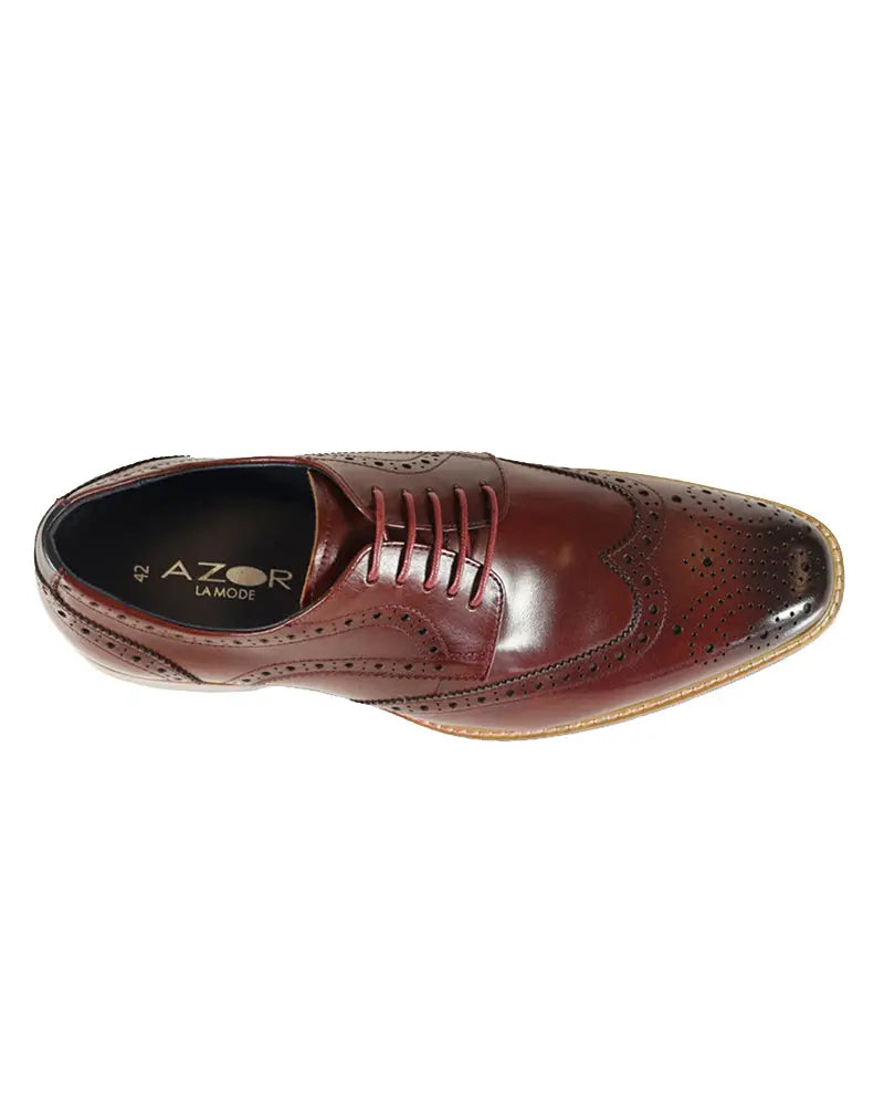 Buy Azor Venezia Burgundy Brogues | Brogue Shoess at Woven Durham