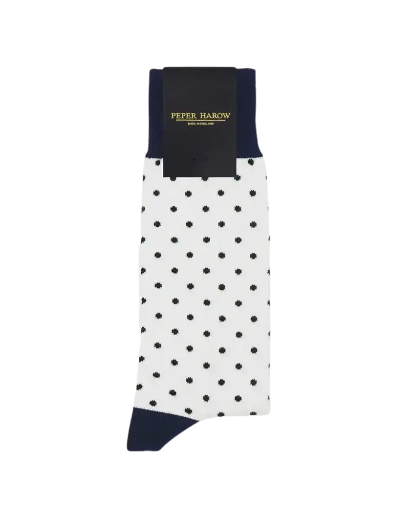 Buy Peper Harow White Pin Polka Socks | Sockss at Woven Durham