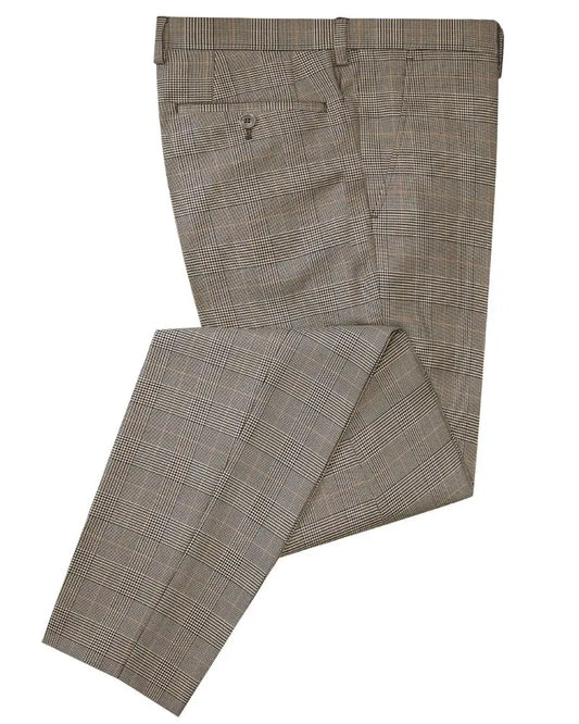 Buy Spin Zach Prince of Wales Check Suit Trouser - Beige | Suit Trouserss at Woven Durham